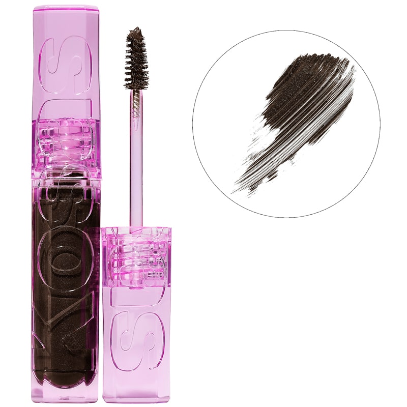 Kosas Cosmetics Air Brow Fluff & Hold Treatment Gel (Brown Black, 3.7 g) showing color smear
