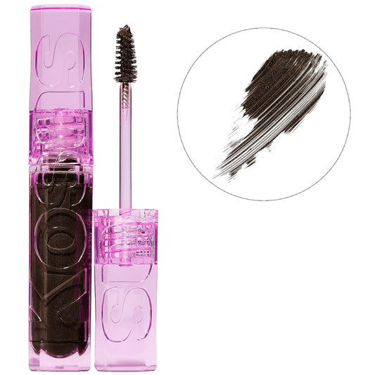 Kosas Cosmetics Air Brow Fluff & Hold Treatment Gel (Brown Black, 3.7 g) showing color smear