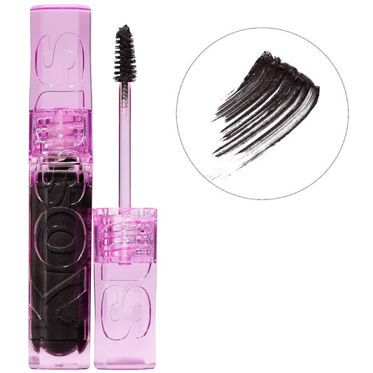 Kosas Cosmetics Air Brow Fluff & Hold Treatment Gel (Black, 3.7 g) with color smear